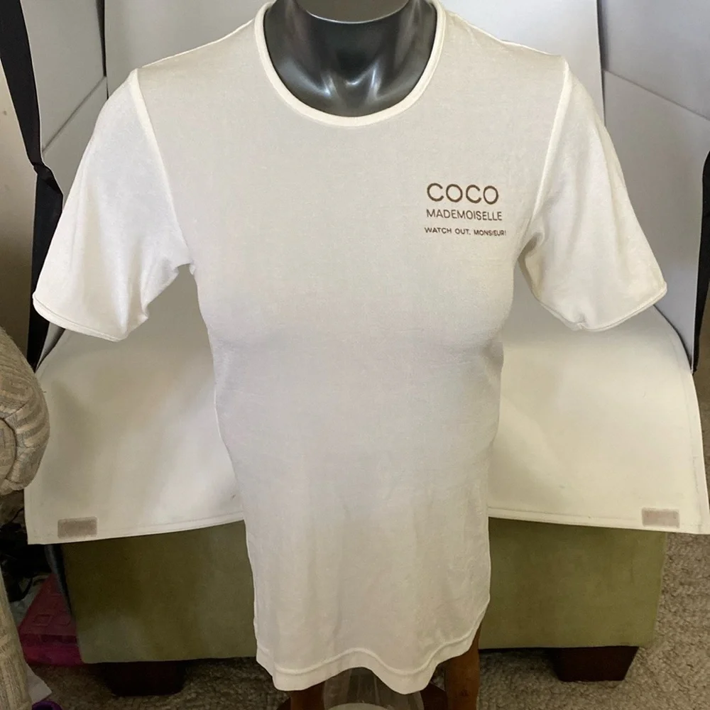 Chanel Coco Employee Sheer Shirt Top short sleeve size large - Picture 1 of 15